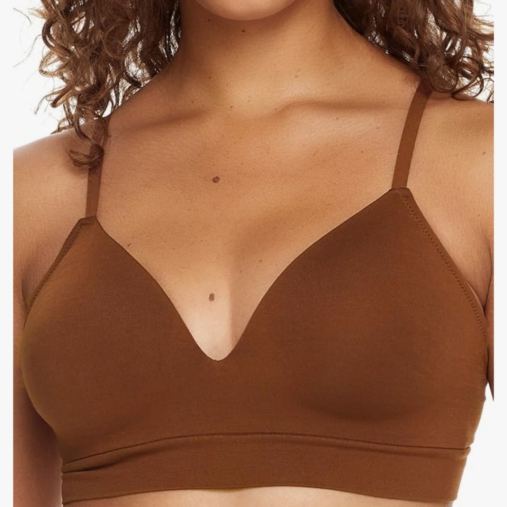 Brown Wireless Bra Seamless and without side seams.